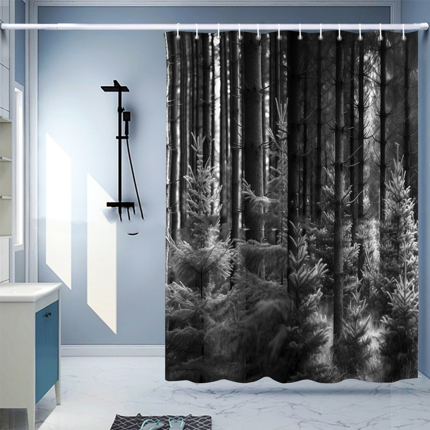 Waterproof Digital Printing Shower Curtain - Punch-Free European Style 183x214cm
