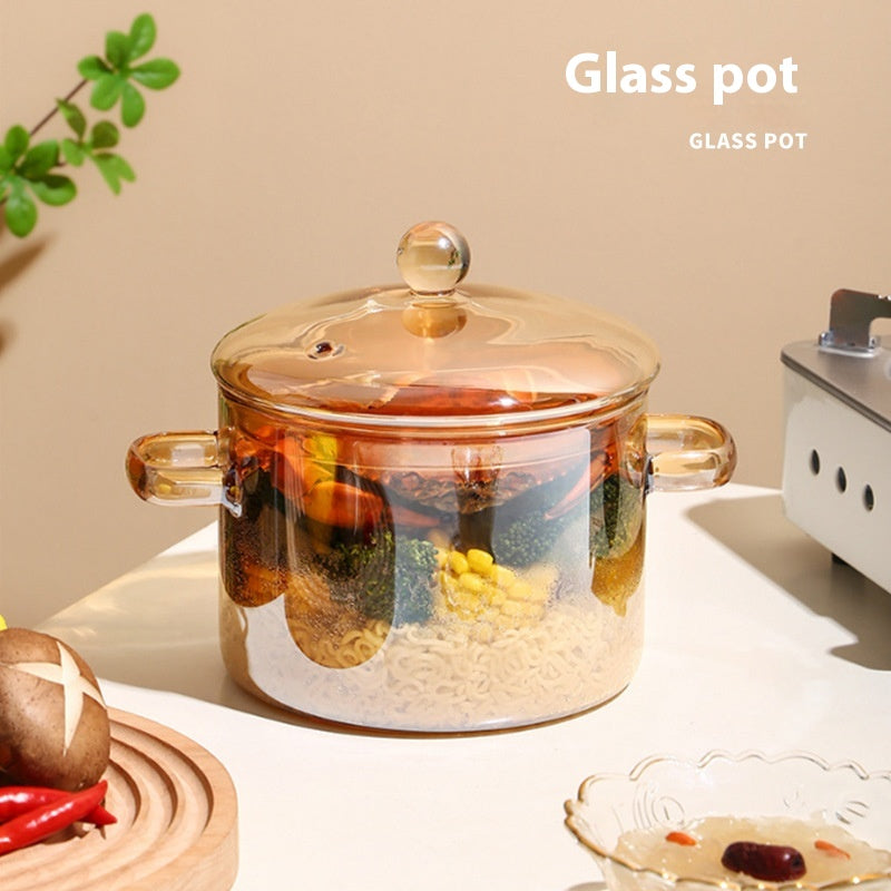 1500ml Borosilicate Glass Pot with Handle - Modern Kitchen Cooking Utensil