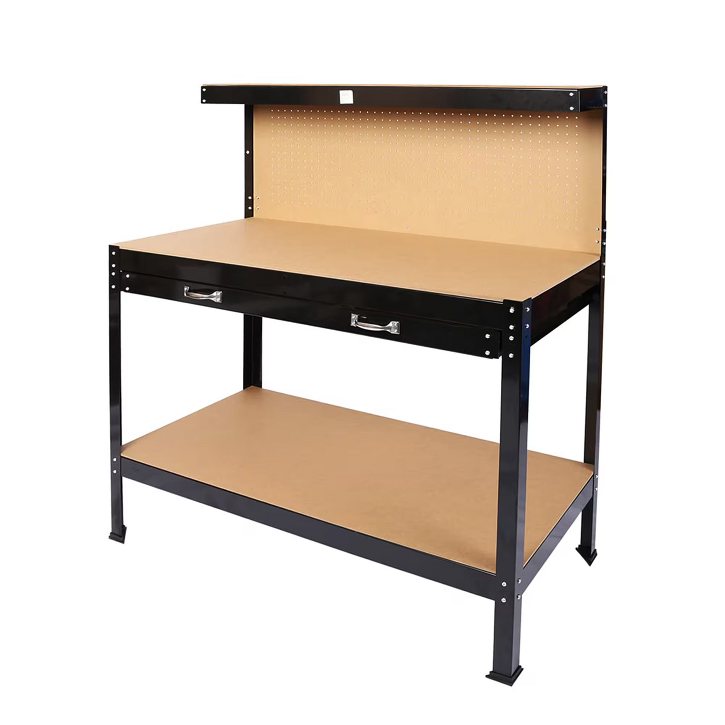 63" Tool Cabinet Workbench Storage with Drawer & Pegboard - Black