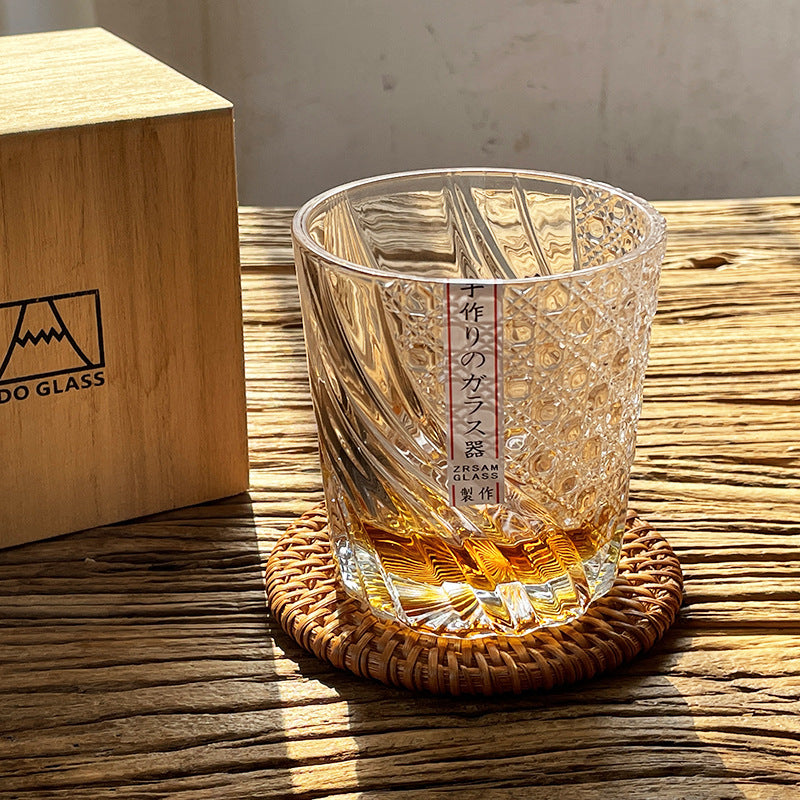 Japanese Style Hand-Embossed Crystal Glass - 250ML Drinkware for Home & Bar