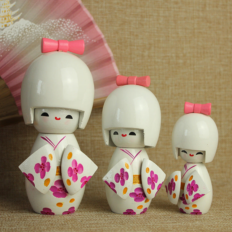Japanese-Style Kimono Doll for Sushi Restaurant Decor - Handmade Wooden Figurine