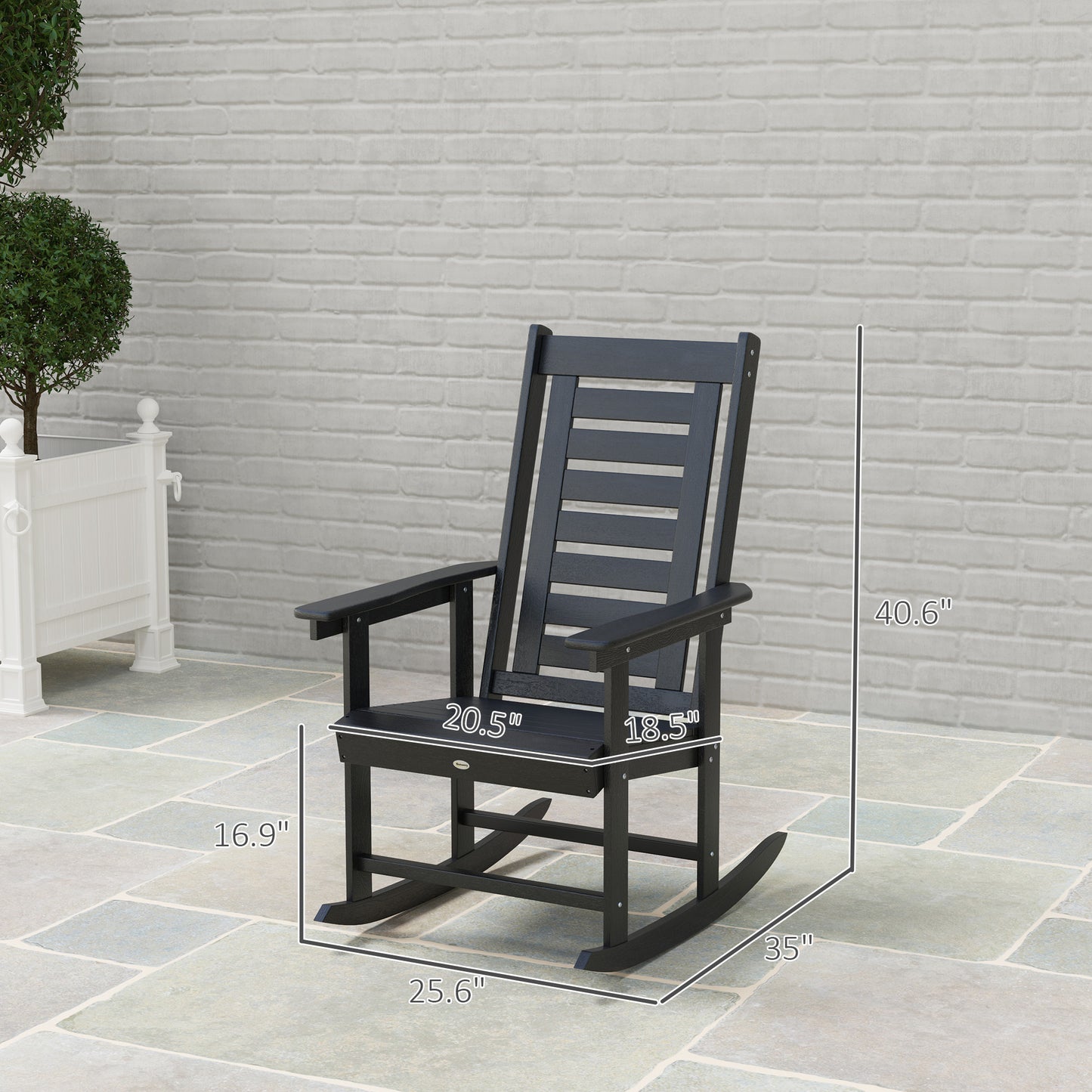 2-Piece Outdoor Rocking Chair Set - Black HDPE Rockers