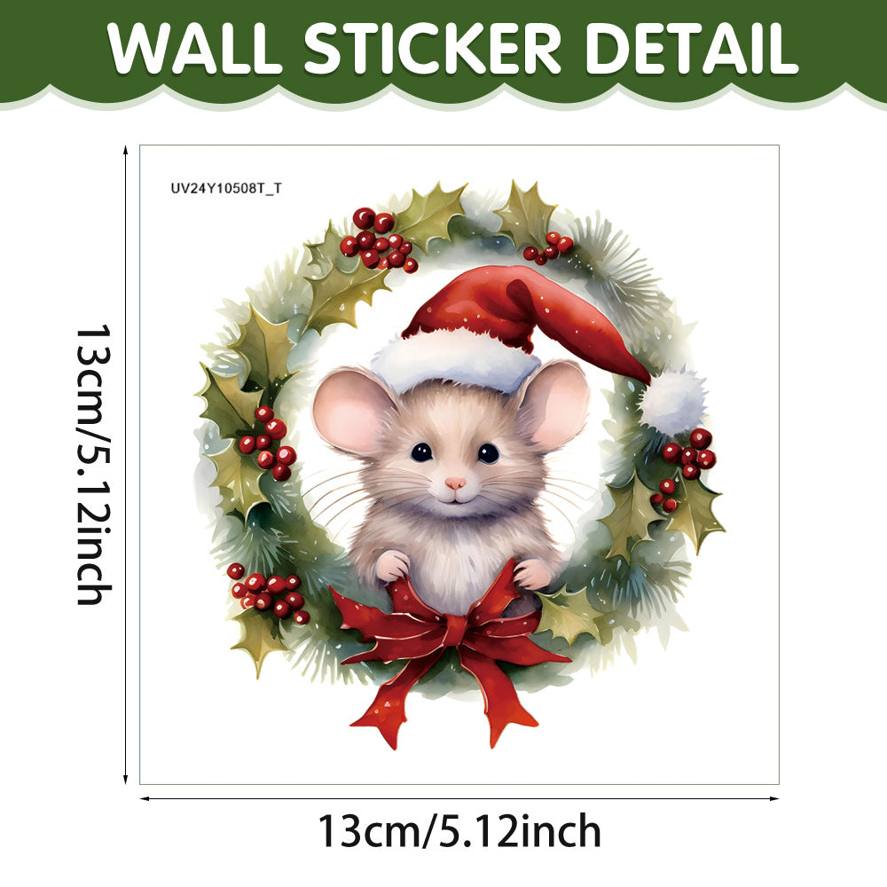 Christmas Cartoon Animal Mouse Hole Wall Sticker - Festive Decor for Home & Garden