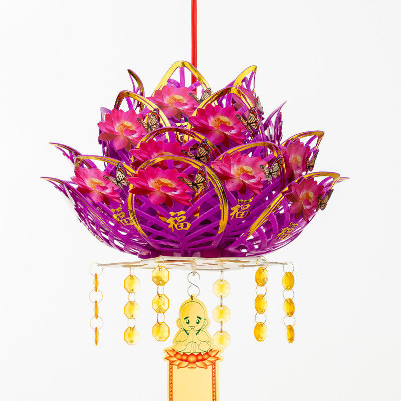 Lotus Lamp Buddha Worship Decorative Lantern for Festivals and Weddings