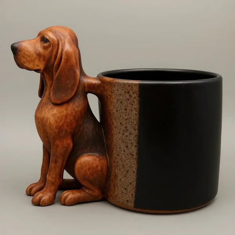 Resin Dachshund Mug - Animal-shaped Modern Ceramic Coffee Cup, Household Decor