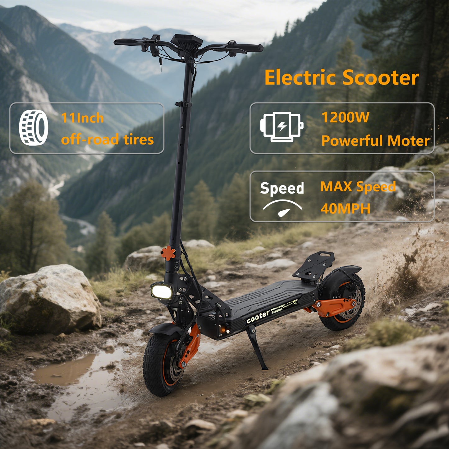 1600W Off-Road Electric Scooter - 48V 21Ah, 65km/h Top Speed