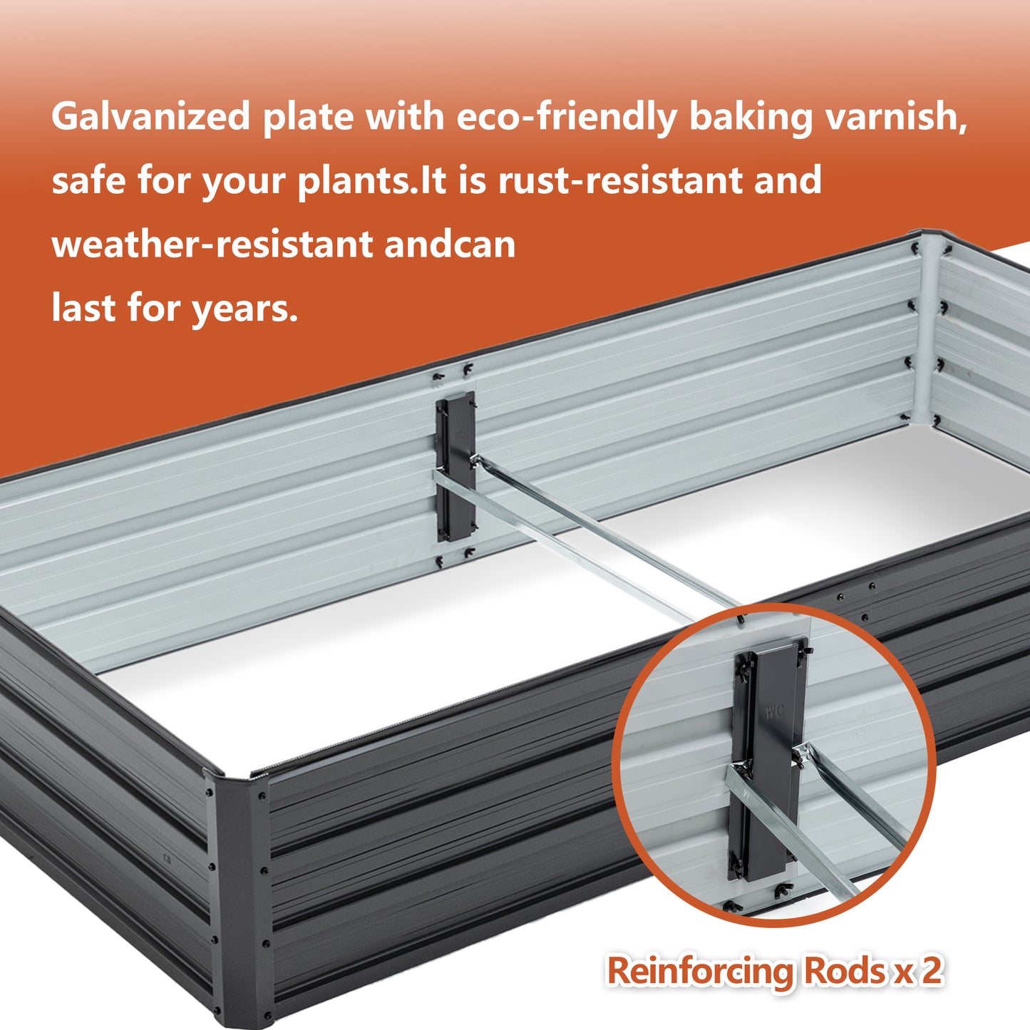 6x3x1 FT Metal Raised Garden Bed Outdoor Reinforced Galvanized