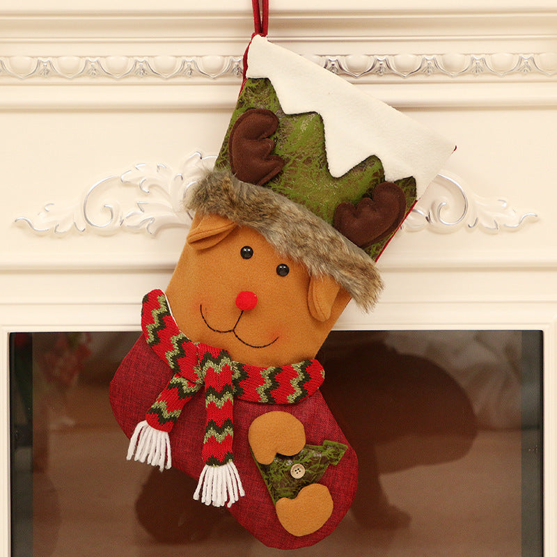 Festive Snowman Deer Santa Socks Decoration - Handmade Cloth Home Decor