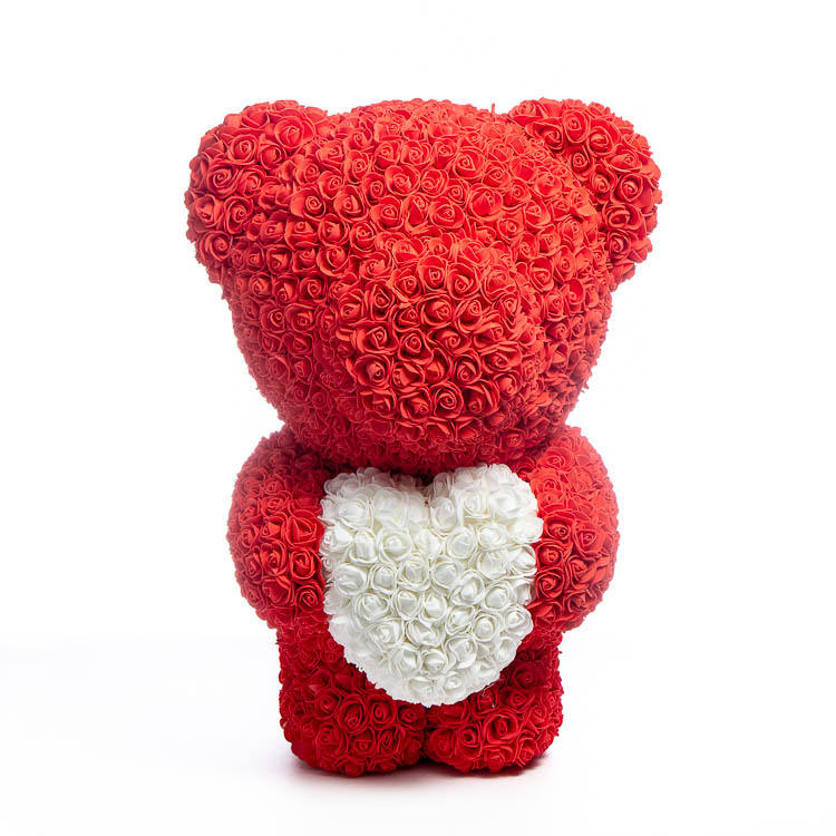 Immortal Rose Bear Heart Gift - Handmade Floral Decoration for Home & Party