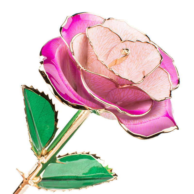 24K Gold-Plated Decorative Rose Flower Gift Box for Valentine's Day & Special Occasions