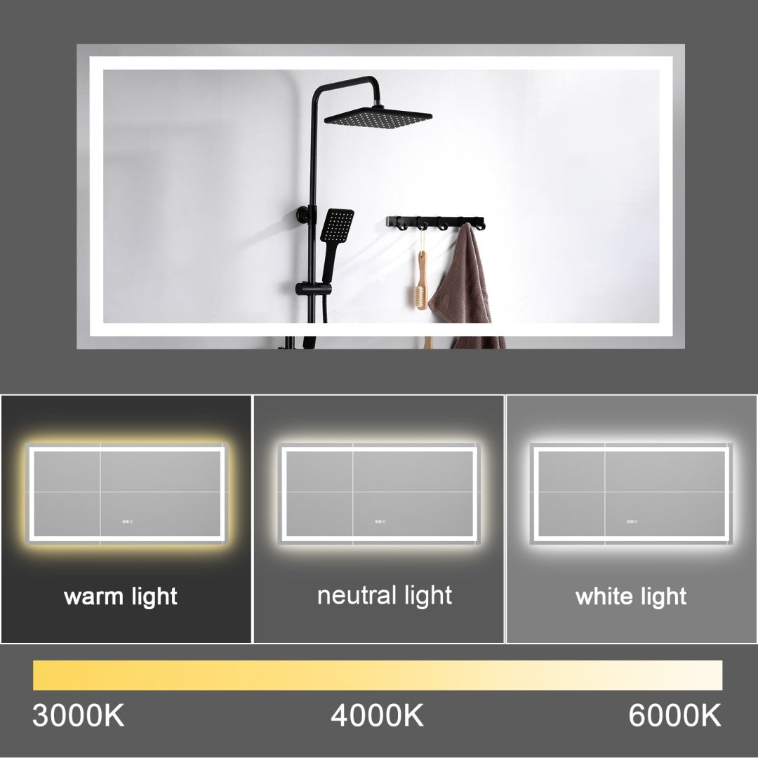 72x36 LED Bathroom Mirror - Anti-Fog & Touch Sensor Lighted