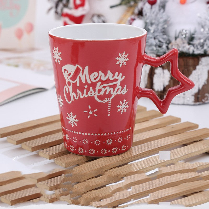 Christmas Cartoon Snowman Santa Ceramic Mug - Holiday Gift Drinkware