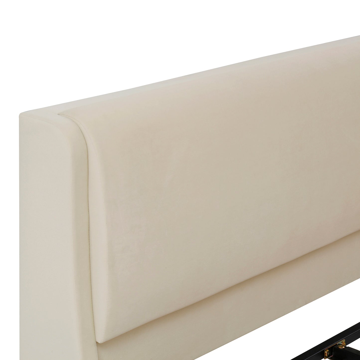 Queen Size Upholstered Platform Bed Frame with Dual Cat Caves & LED Pet Nests - Beige