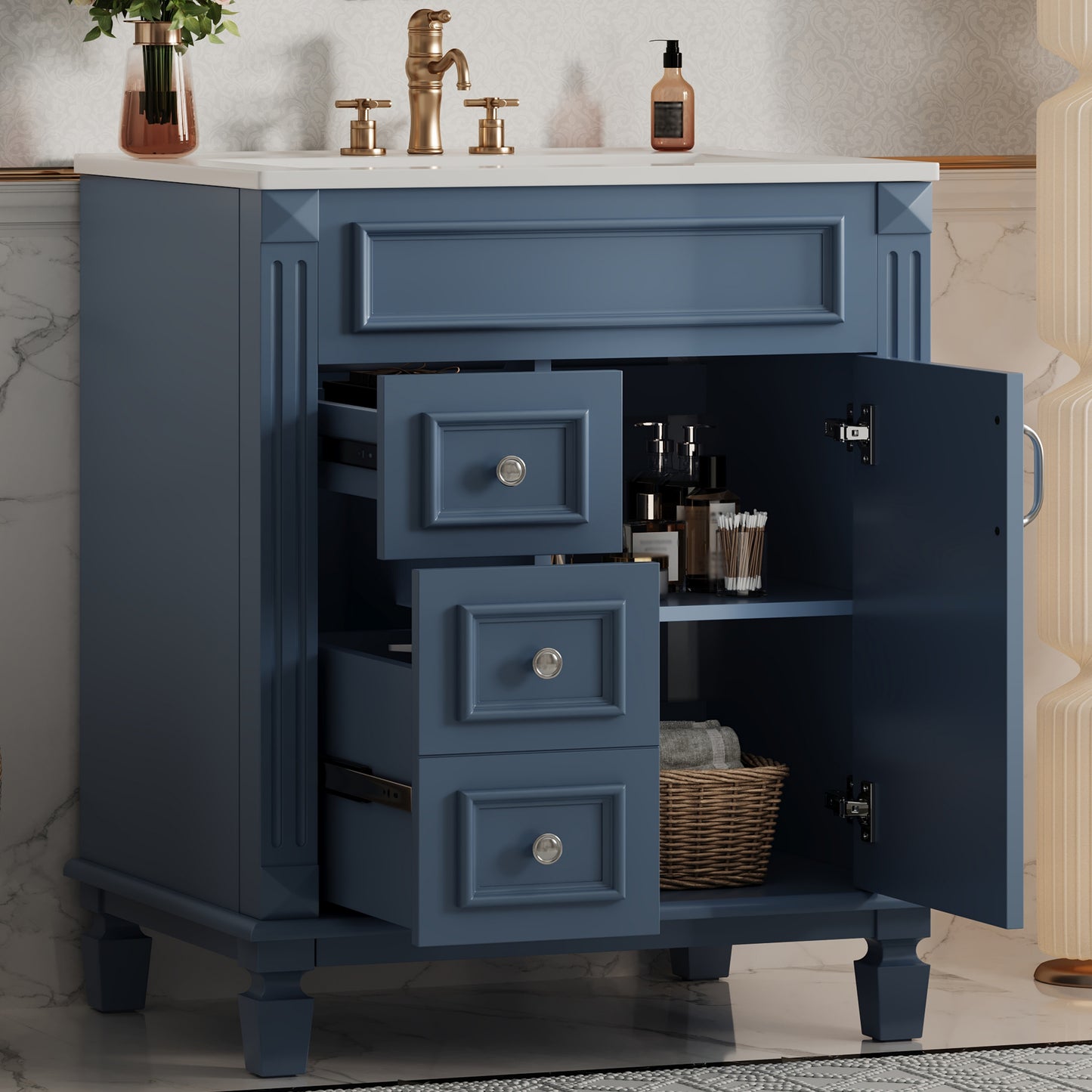24 Bathroom Vanity With Ceramic Sink, Small Sink Cabinet, Modern