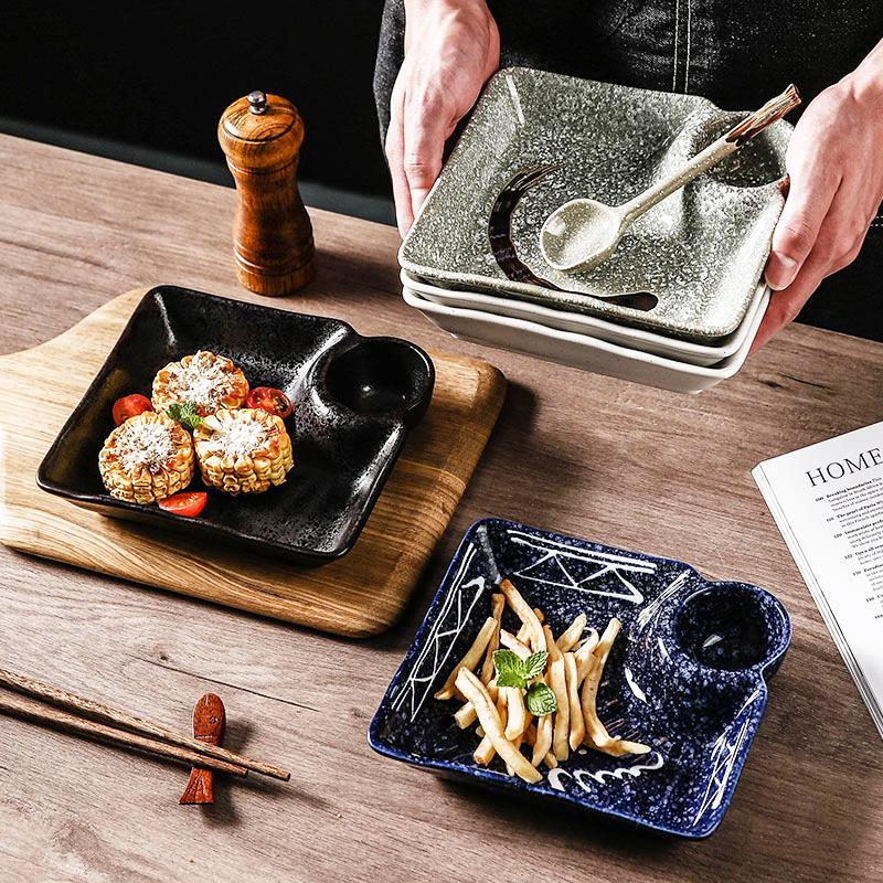 Japanese Style Ceramic Plate - Irregular Glaze Home Dinnerware