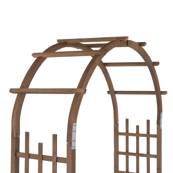 7FT Wooden Garden Arbor Wedding Arch Backdrop Stand for Ceremony and Party, Dark Brown