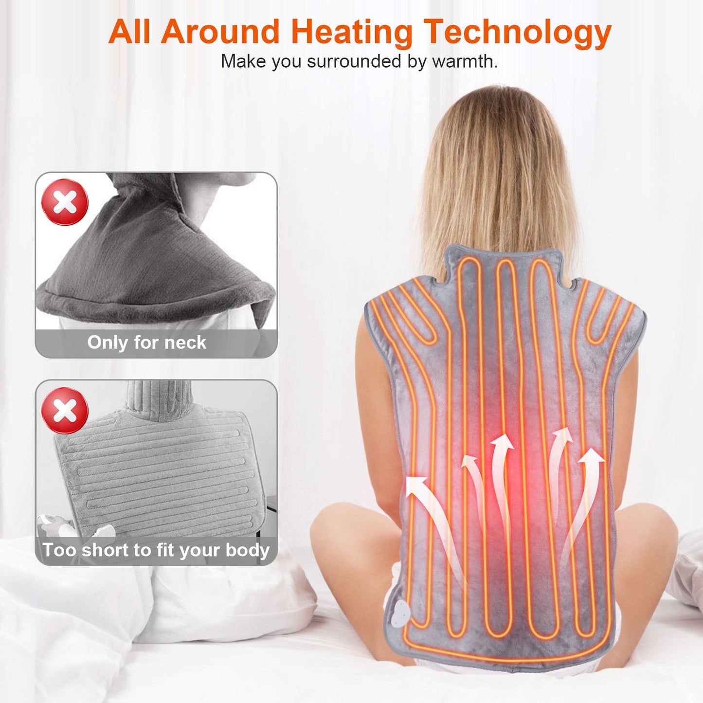 Electric Heating Wrap for Neck and Shoulder Pain Relief - Grey