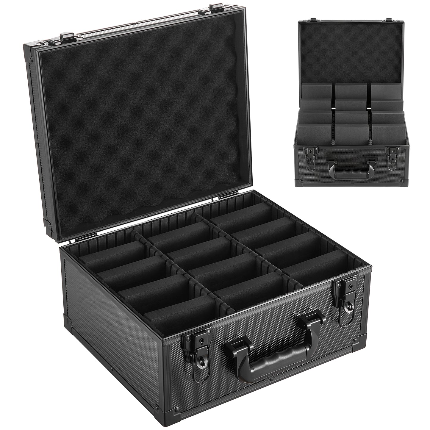 Card Storage Box for PSA Slabs and Trading Cards - 3 Rows, 12 Dividers, Mechanical Lock