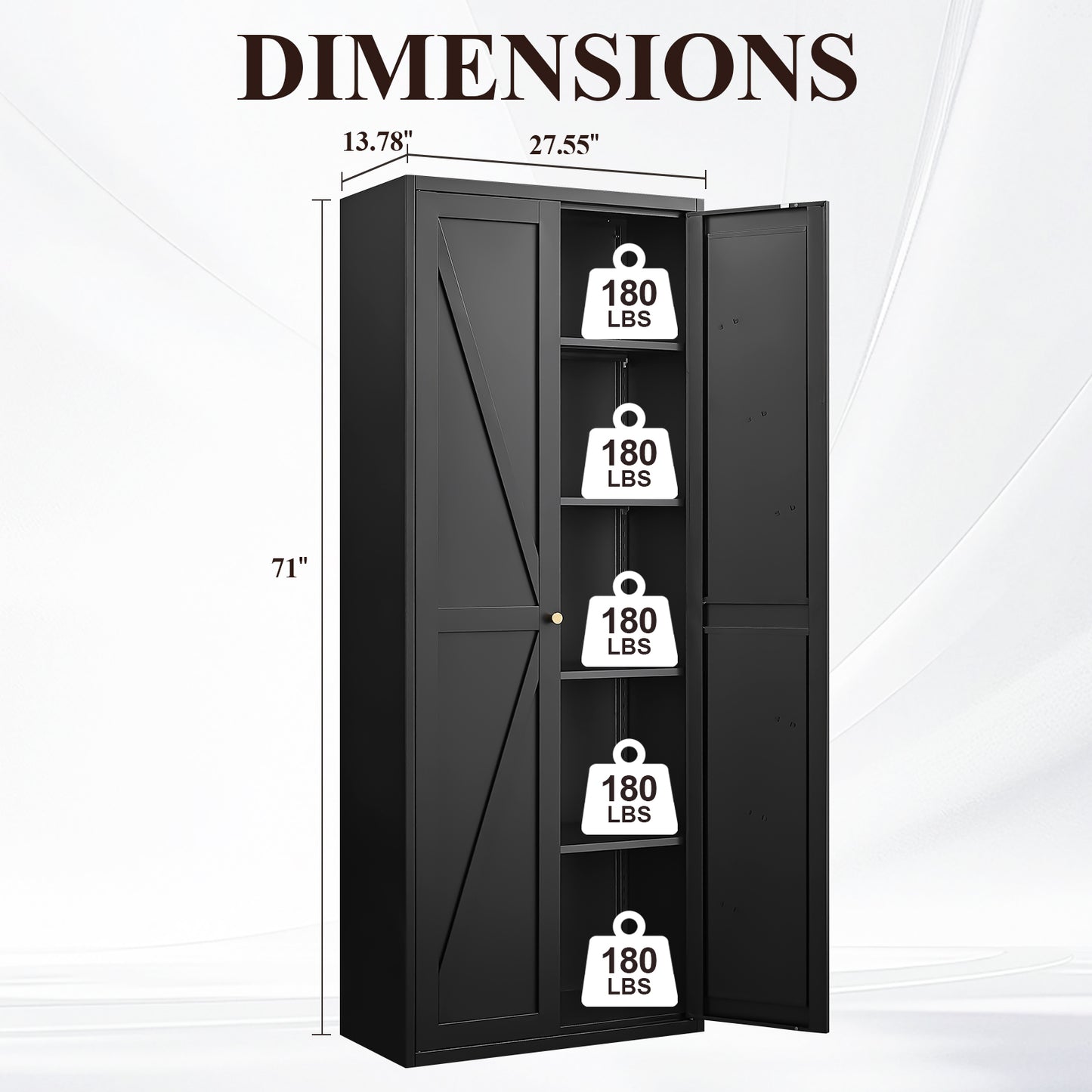 Metal Storage Cabinet with Adjustable Shelves - Black