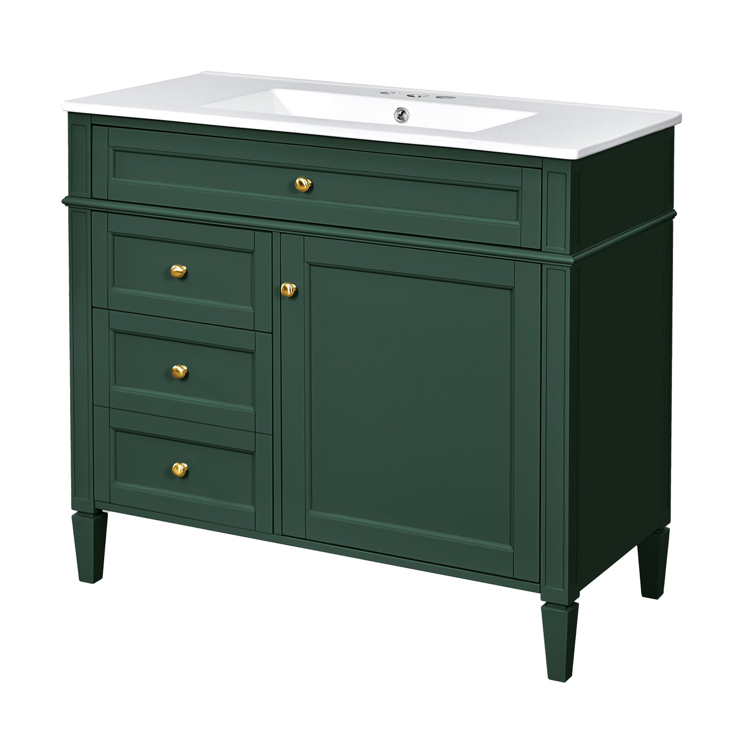 36'' Green Bathroom Vanity with Medicine Cabinet & Sink