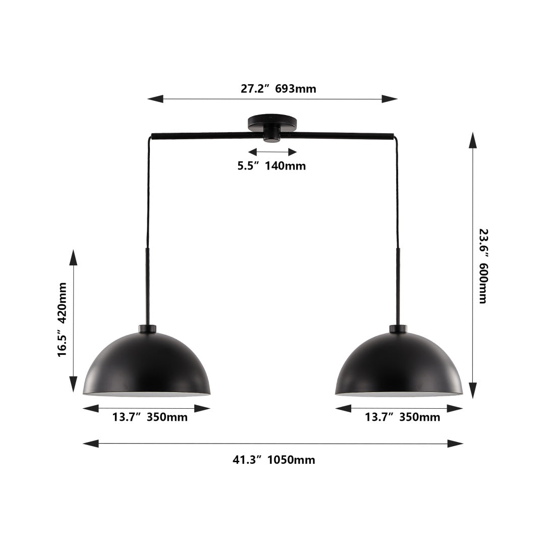 Industrial Modern Double Pendant Light - Adjustable Black Ceiling Lamp
