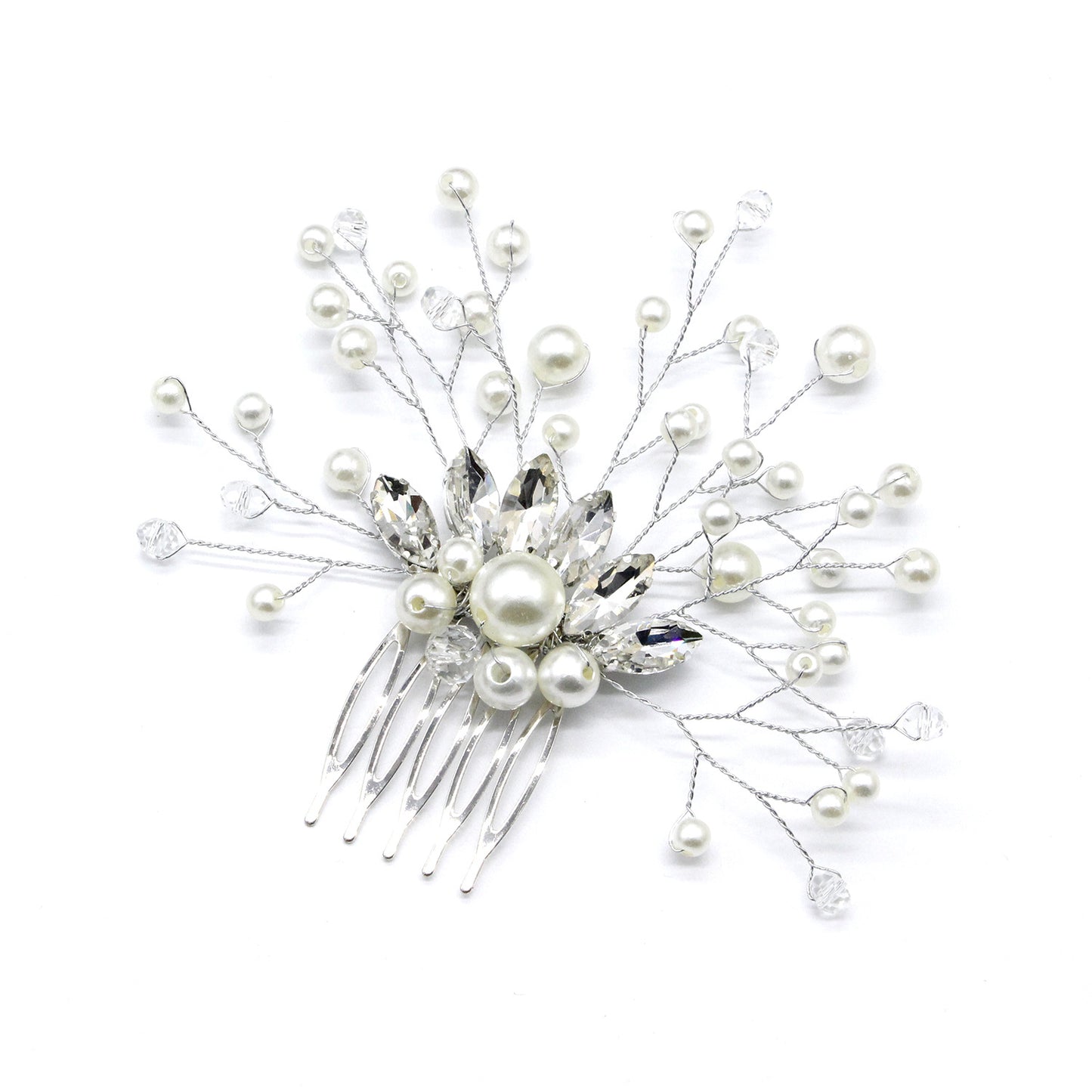 Bridal Pearl Hair Comb Wedding Hair Accessory with Silver or Gold Iron Wire