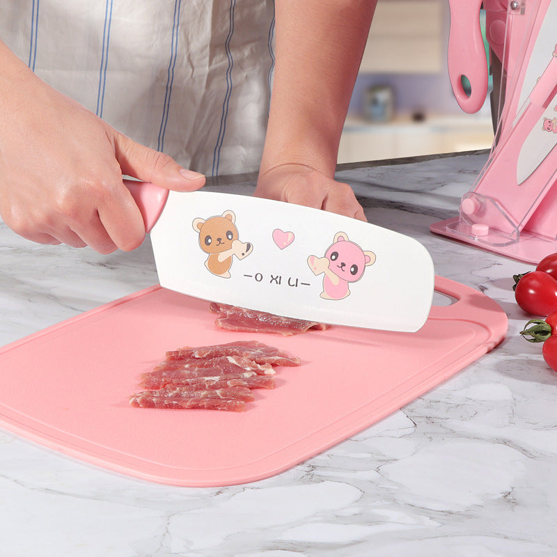 5-Piece Kitchen Knife and Fruit Chopping Board Set - Multiple Colors