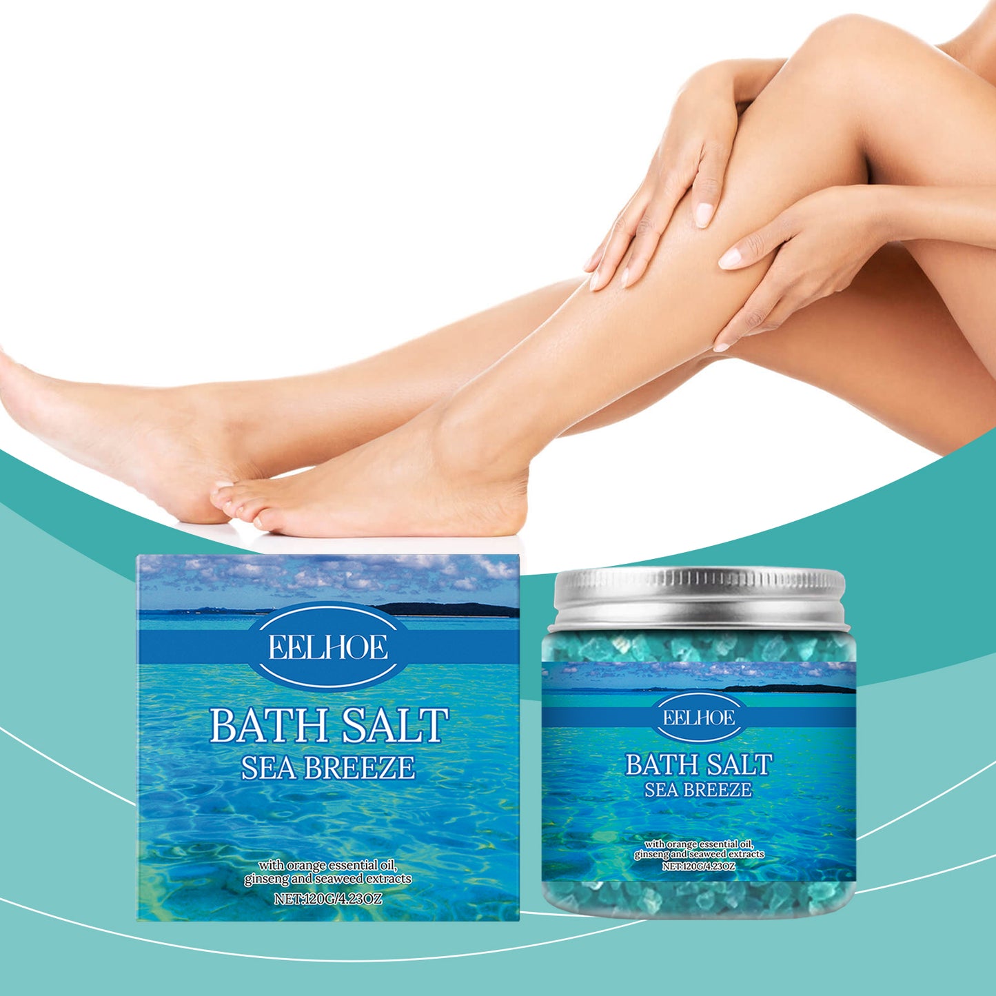 Moisturizing Bath Sea Salt with Ginseng & Peppermint - Gentle Body Soak