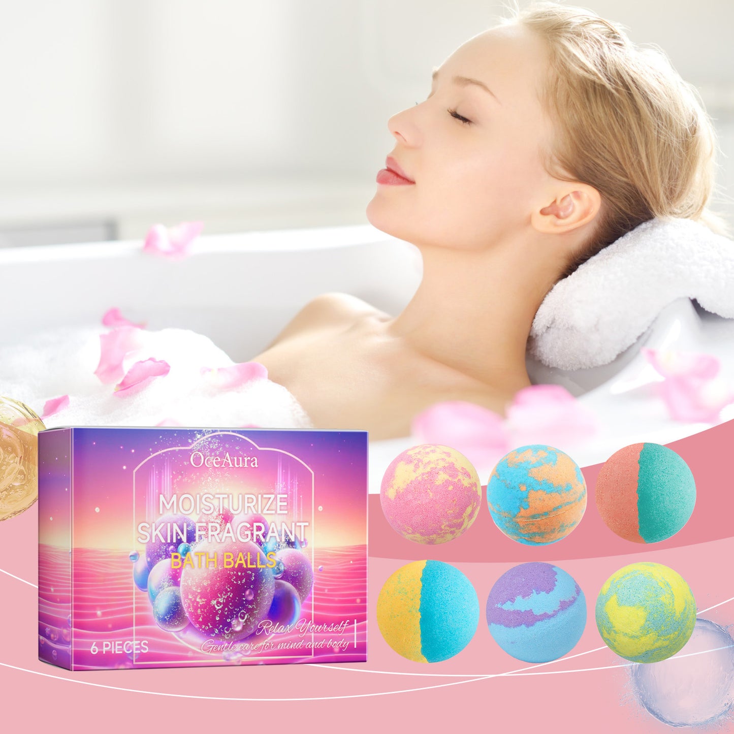 6pcs Bubble Bath Balls for Relaxing Body Care - Moisturizing Foam