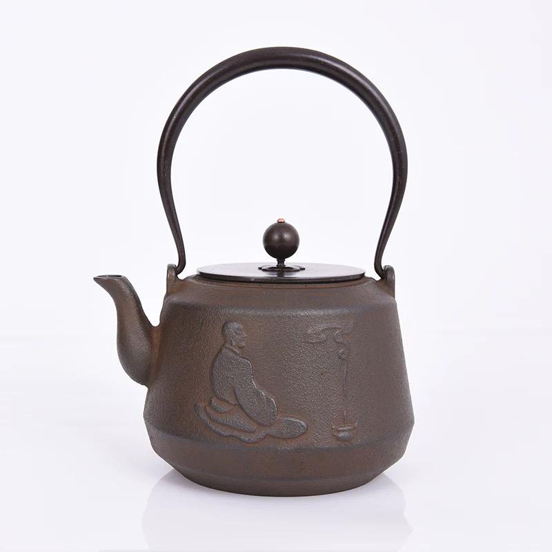 Cast Iron Embroidered Teapot - Traditional Chinese Style, 1.2L for Tea & Boiling Water