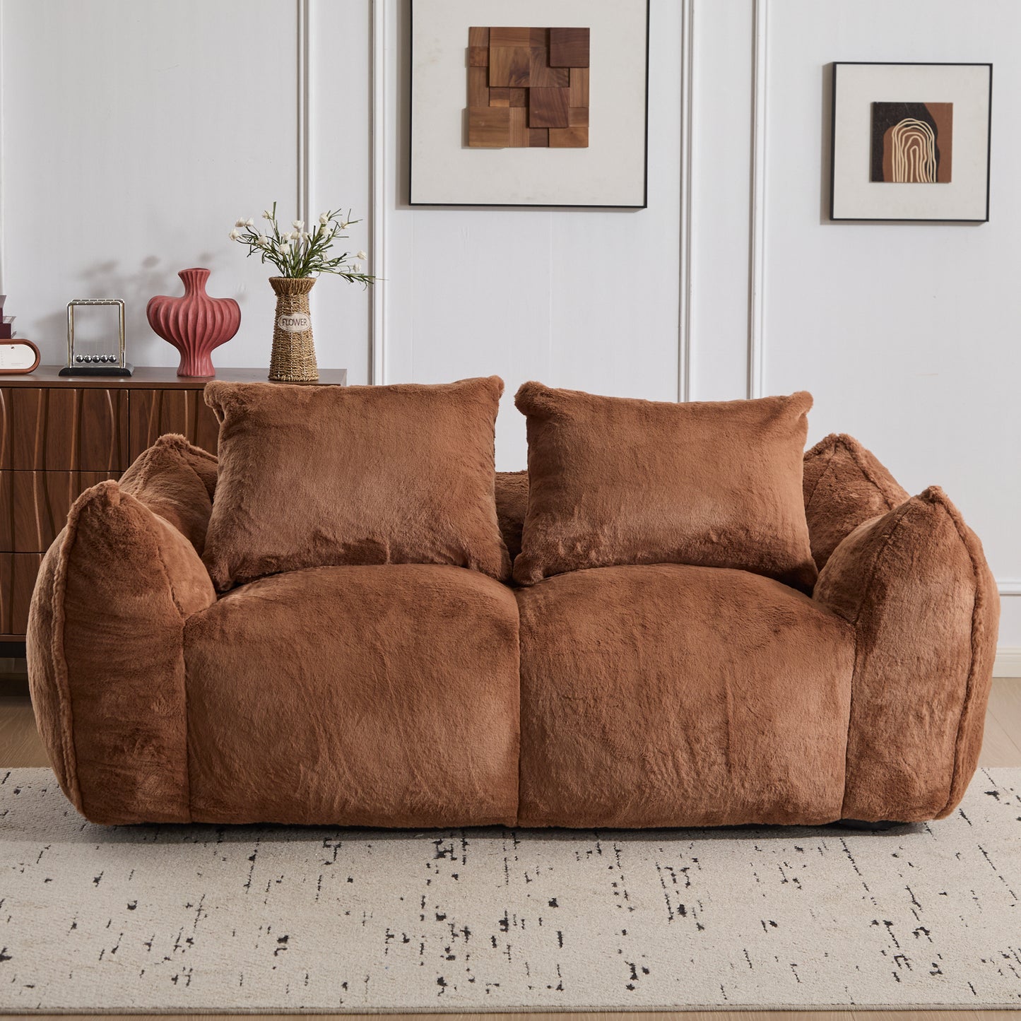 Giant Bean Bag Couch for Adults - Ultra Soft Loveseat Sofa, Brown