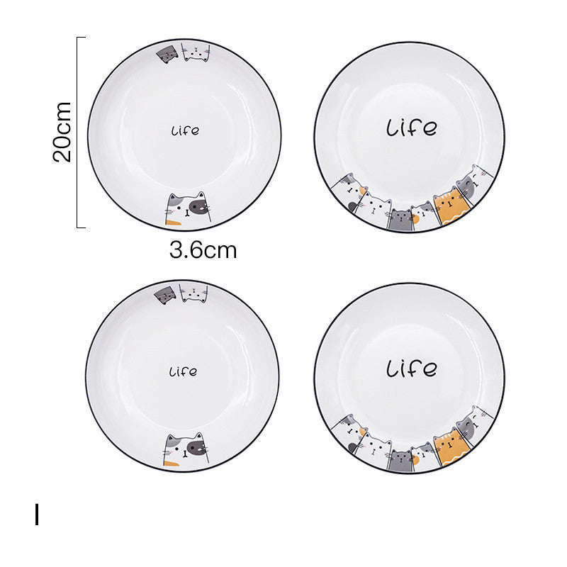 Ceramic Deep Plate Set for Kitchen & Dining - Nordic Style, 8-8.5 Inch