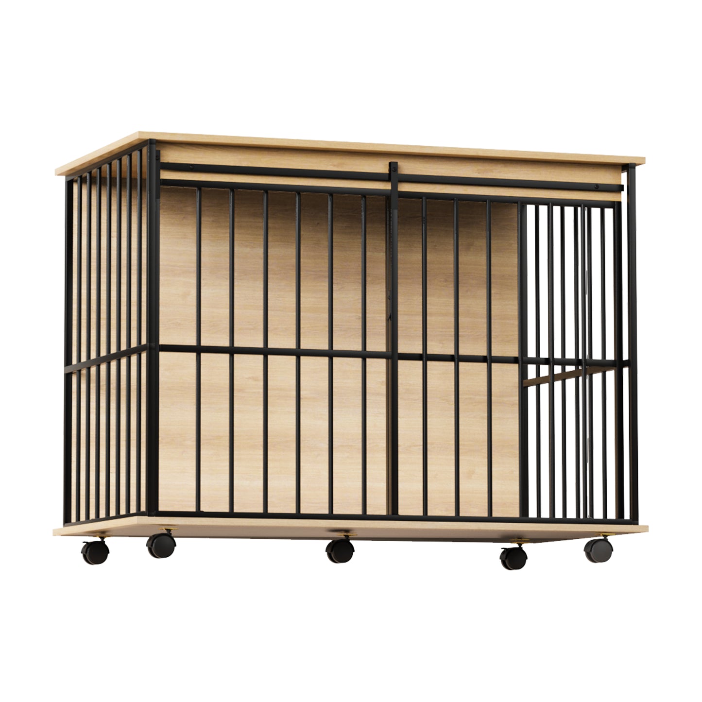 Large Wooden Dog Crate Furniture for Medium to Large Dogs - Black & Natural