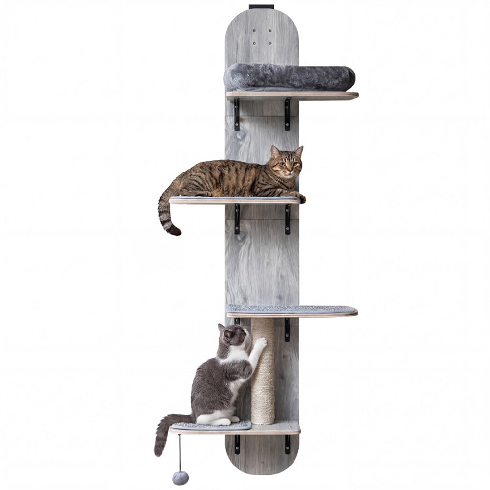 Door Hanging Cat Climber with Plush Bed and Jute Scratching Post - Adjustable Multi-Level Pet Toy Set