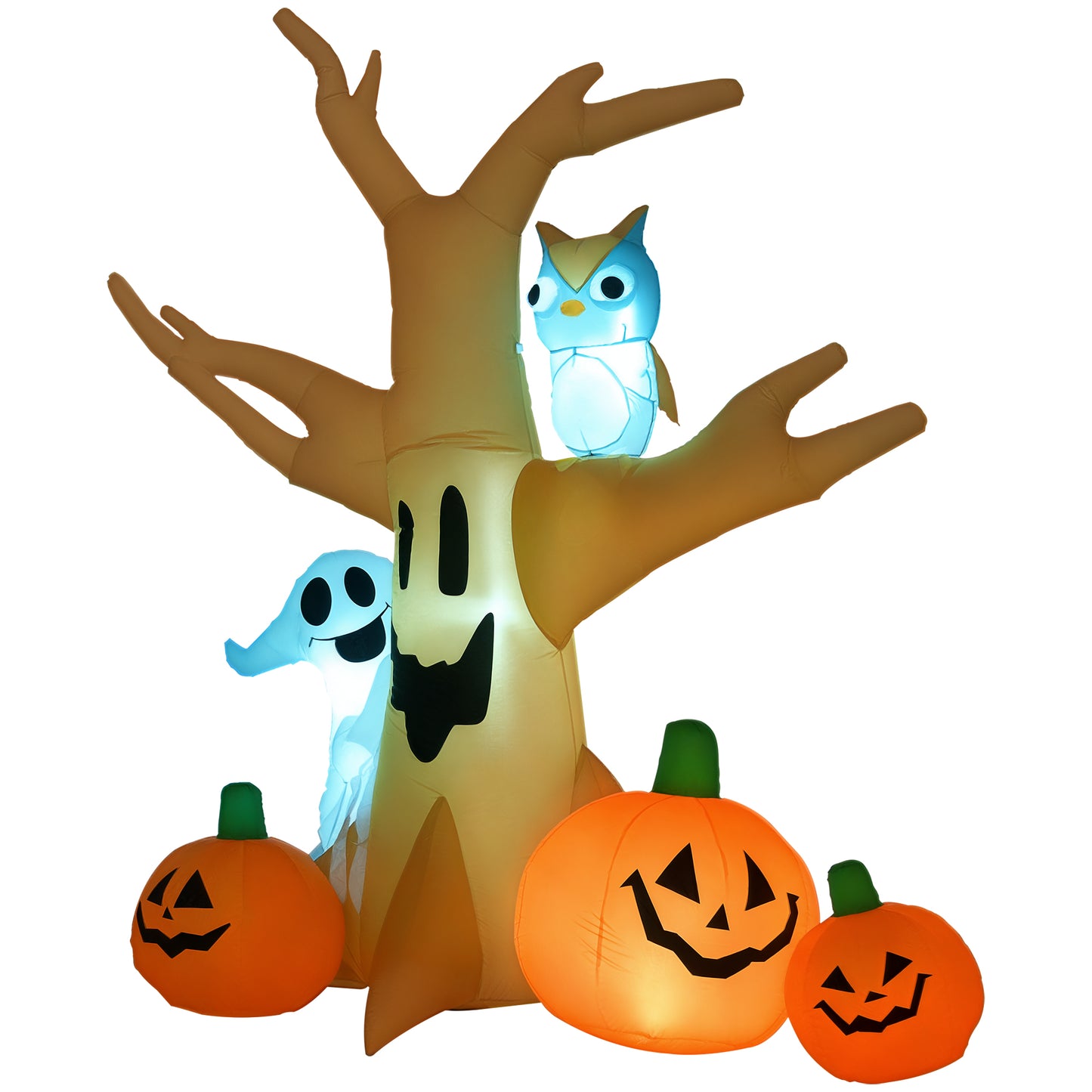 7.5' Lighted Halloween Inflatable Haunted Tree with Owl & Ghost