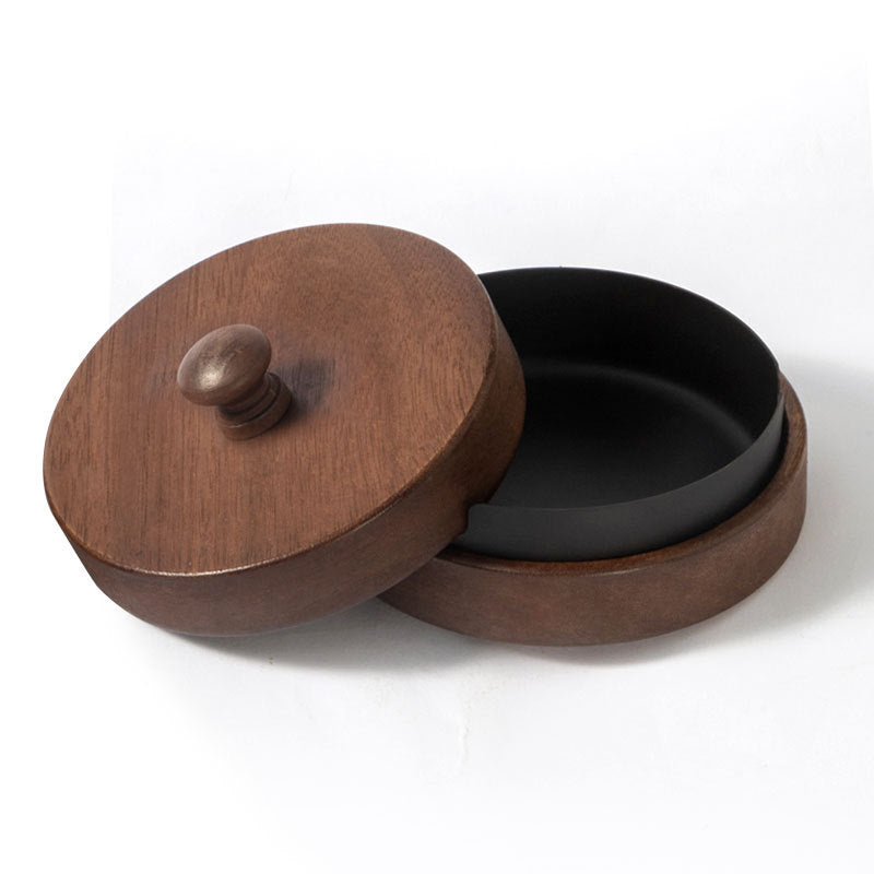 Unique Wooden Walnut Ashtray with Lid - Multiple Colors
