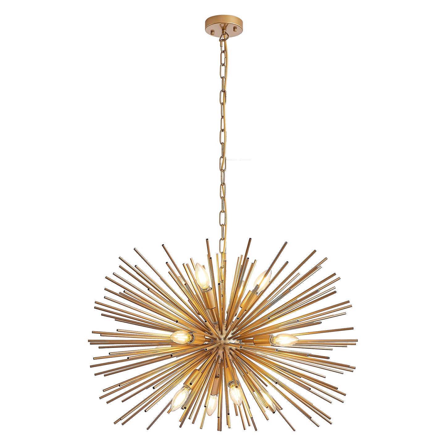12-Light Gold Starburst Chandelier Pendant Light Fixture