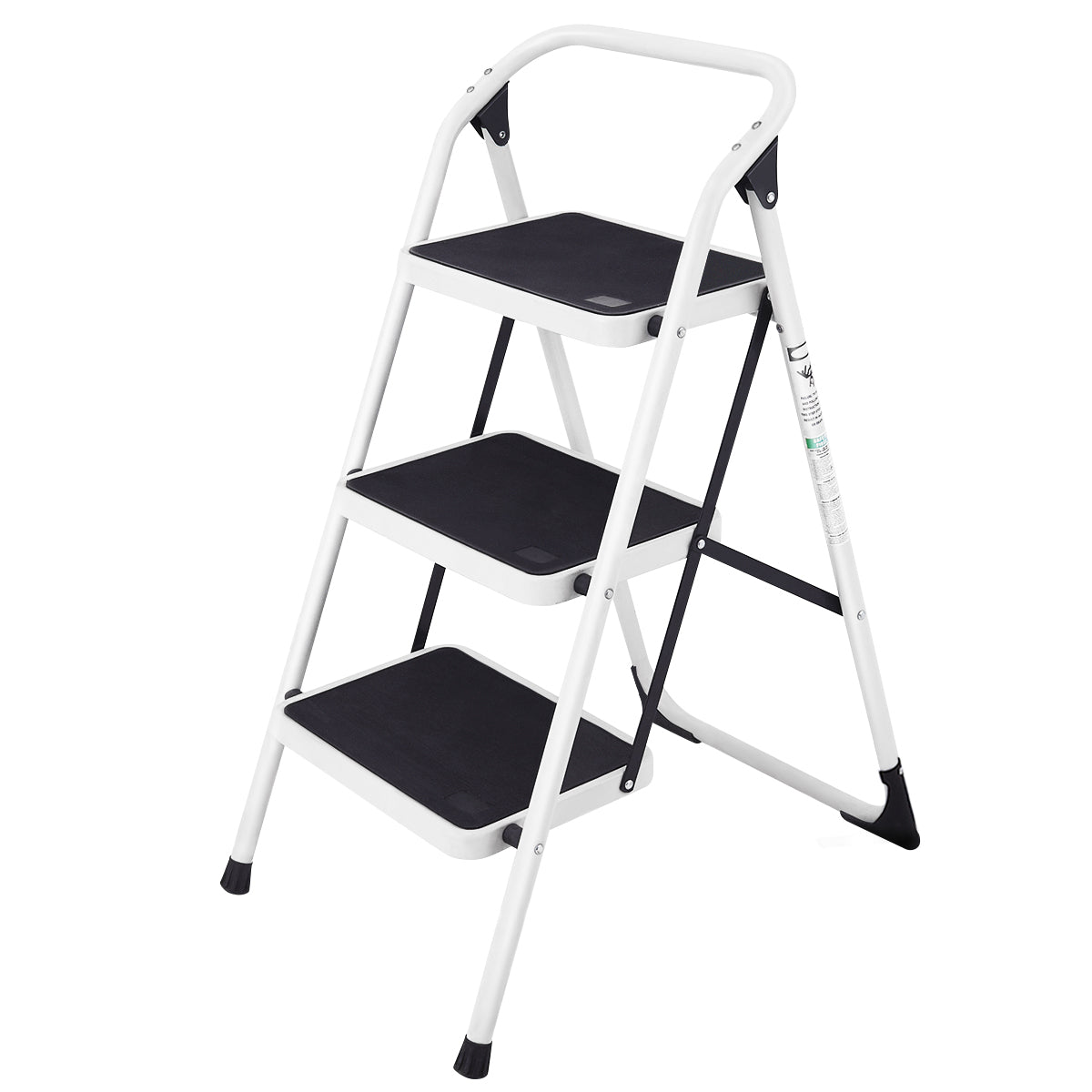 3-Step Folding Ladder with Handgrip and Anti-Slip Platform
