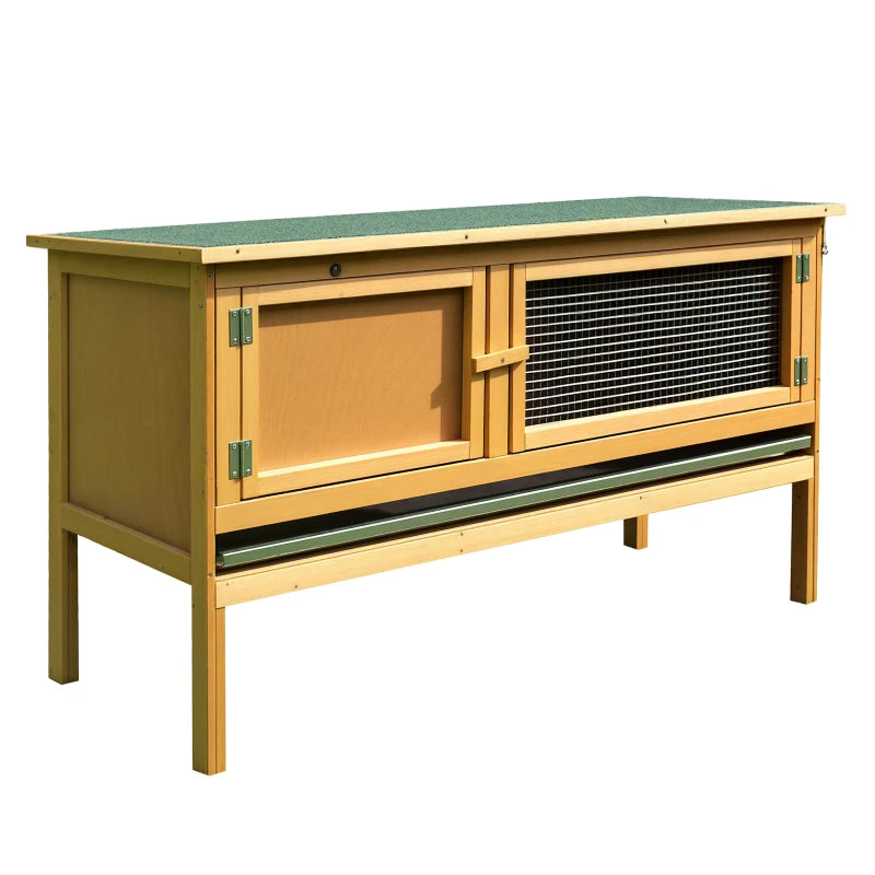 Wooden Rabbit Hutch with Waterproof Roof and Removable Tray - Pet House for Small Animals