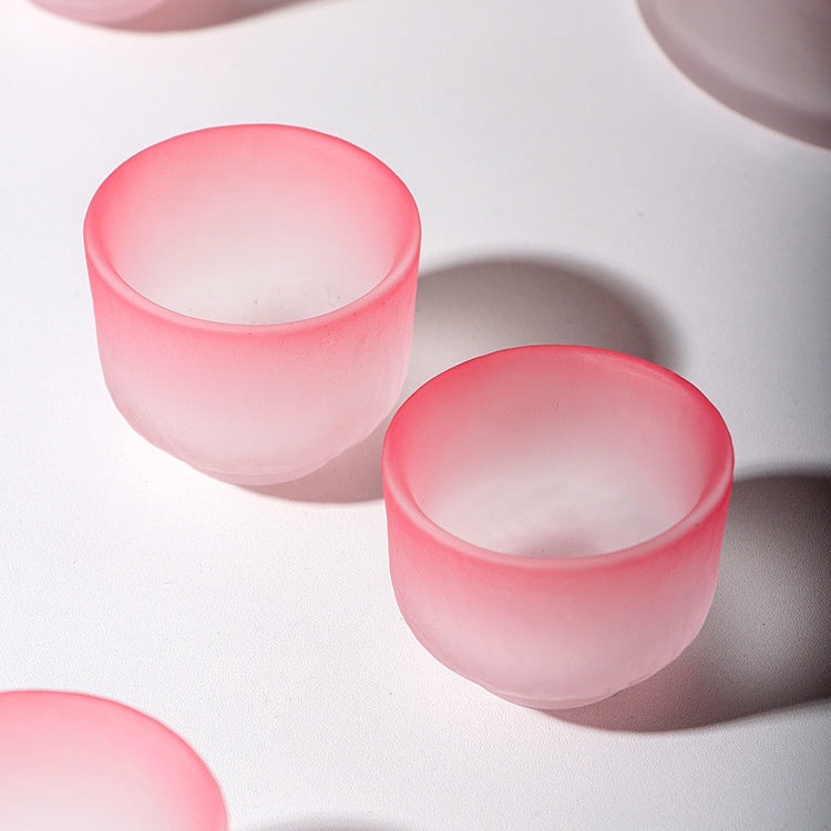 Ceramic Sake Set with Cups and Bottle - Frosted Pink Minimalist Drinkware