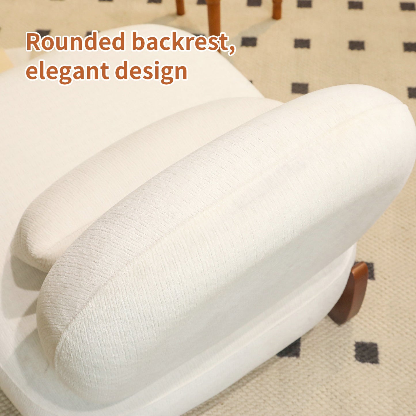 Cozy White Accent Chair with Solid Wood Legs - Armless Design