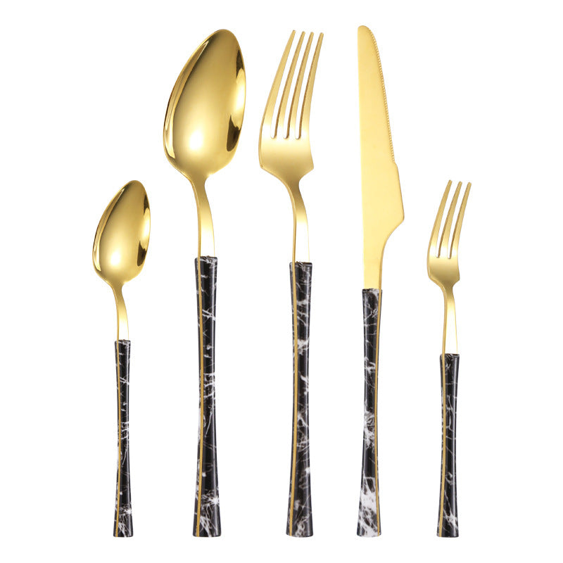 Stainless Steel Flatware Set with Dessert Spoon, Fork & Knife - 20pcs