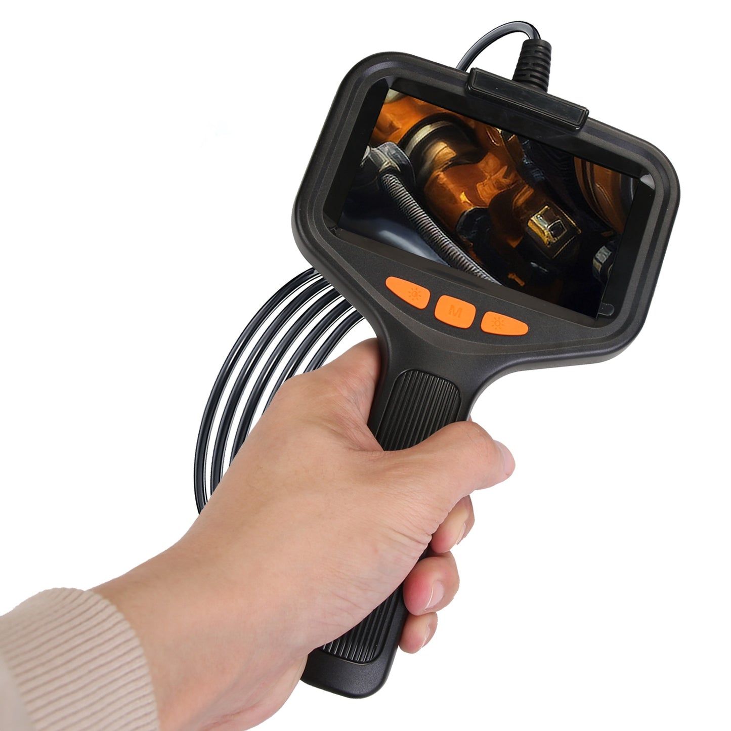 HD Inspection Camera with Light 4.3in Screen 16.4ft Waterproof Borescope for Plumbing & Automotive