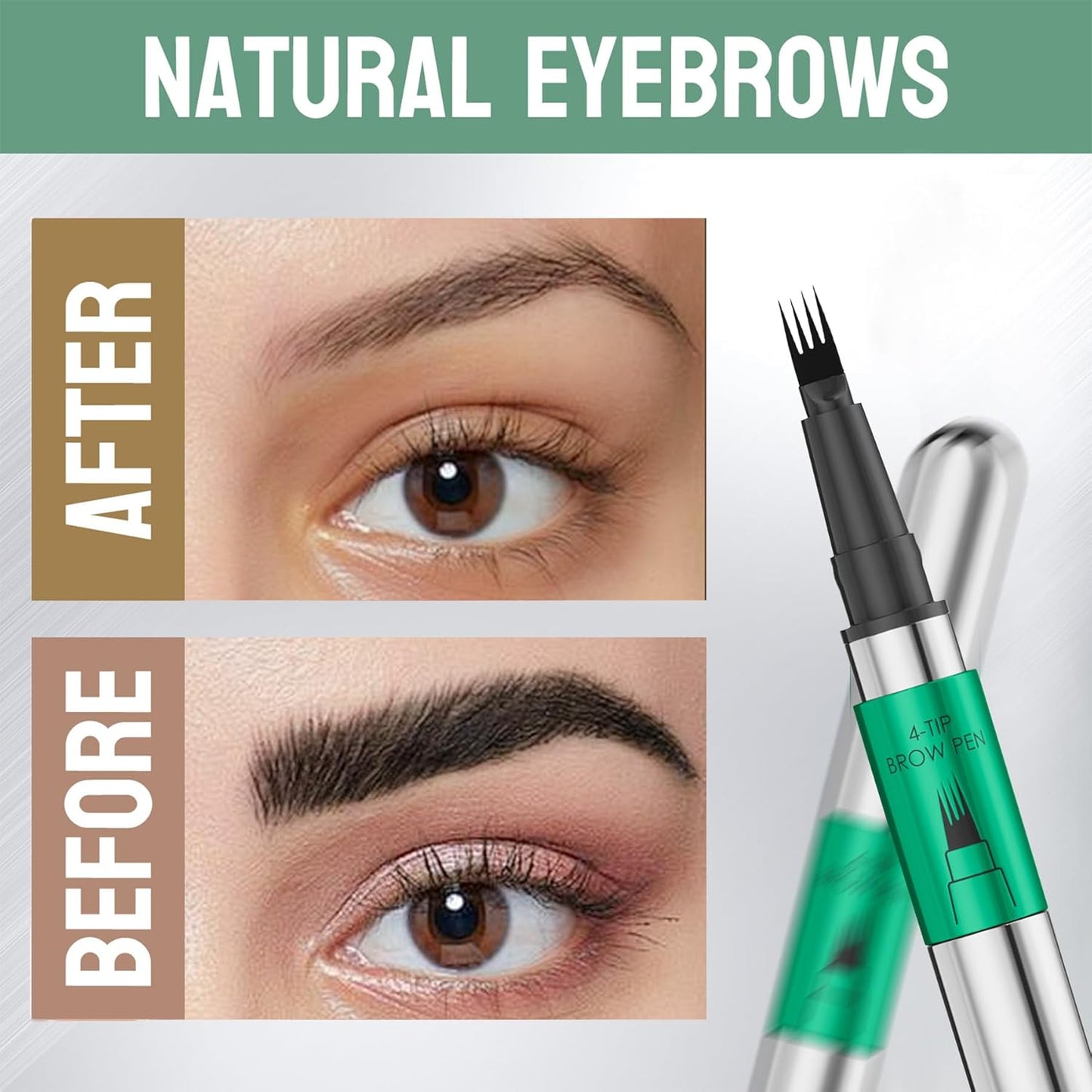 Waterproof 4-Fork Tip Eyebrow Pen - Long-Lasting Natural Brow Makeup