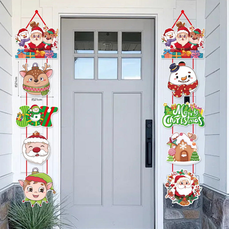 Christmas Scene Door Curtain Decor Cartoon Holiday Festive Hanging Ornament