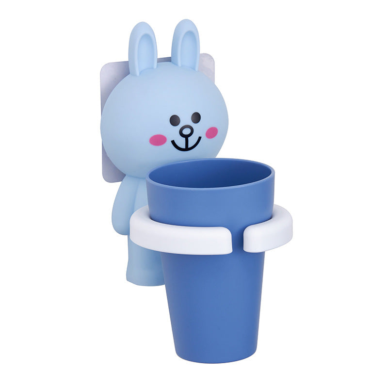 Children's Toothbrush Cup Holder Rack with Suction Cup - Multiple Colors