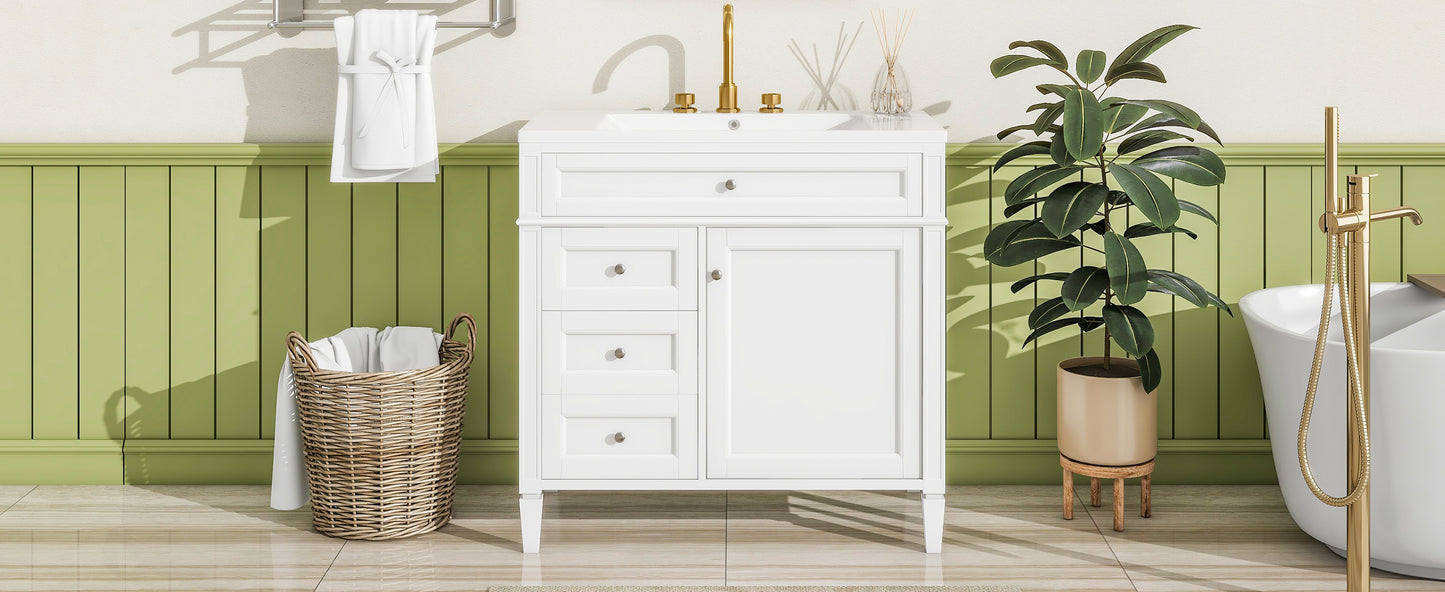 36'' Modern Bathroom Vanity with Ceramic Sink and Storage Cabinet