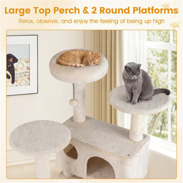 52-Inch Multi-Cat Cat Tree Tower with Perches, Condos & Scratching Posts