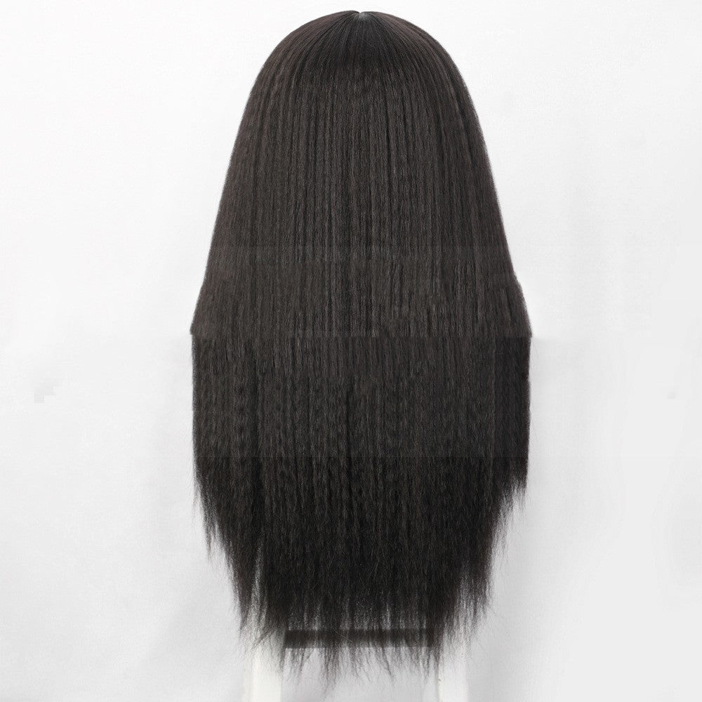 European and American Women's Lace Front Synthetic Wigs - Straight Hair, 30 Inch