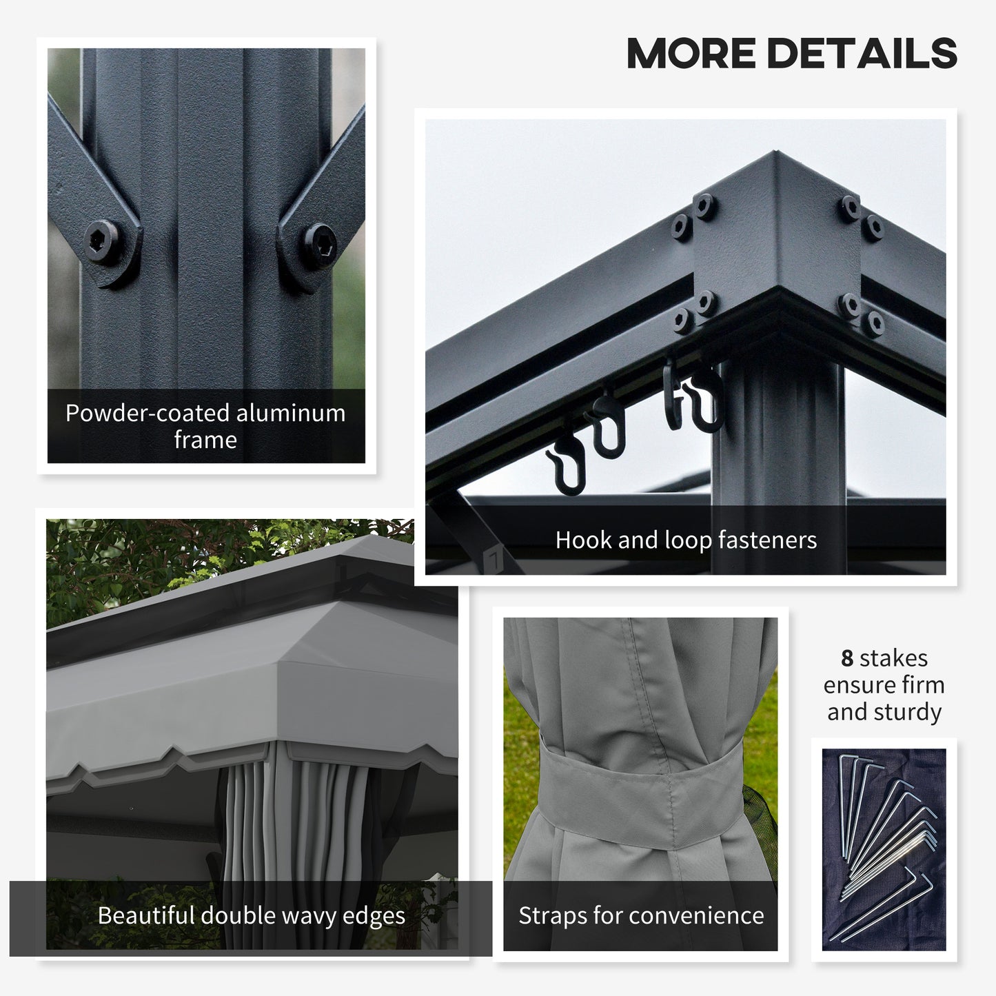 10x13 Outdoor Patio Gazebo Canopy with Double Roof & Curtains